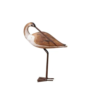 Figura garza madera pequeña
