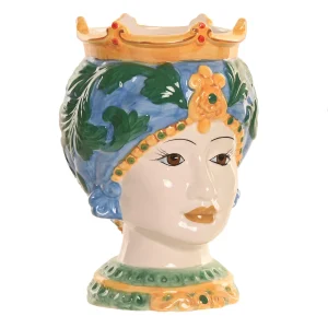 Jarrón Testa di Moro mujer porcelana colores