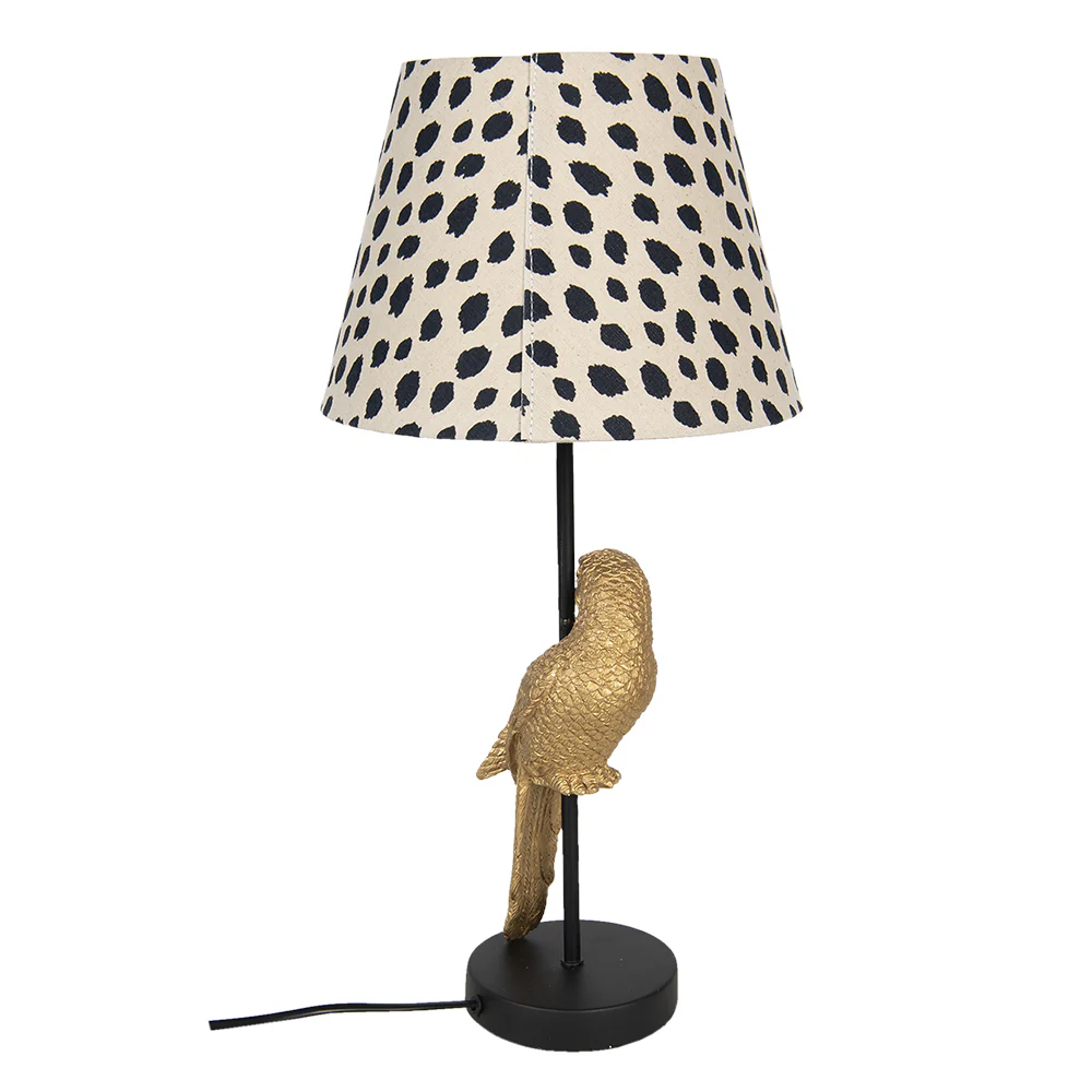 Lámpara de sobremesa loro dorado pantalla leopardo - Imagen 3